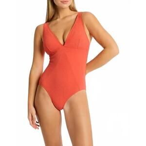 NEW SEA LEVEL AUSTRALIA messina panel line one piece swimsuit in flame